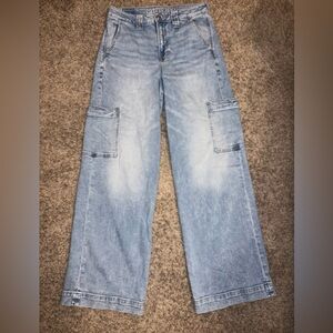 Size 4 American eagle super high rise baggy wide leg jeans cargo